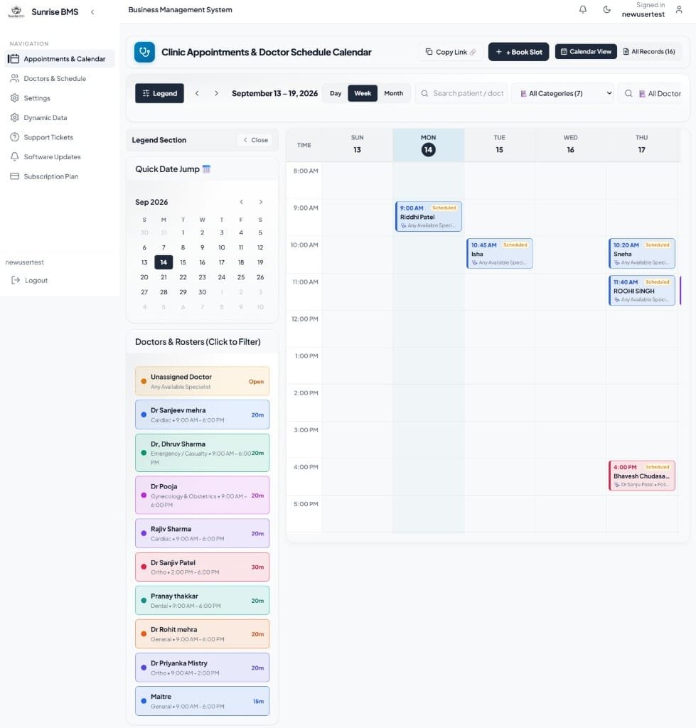Doctor Schedule & Appointment Calendar