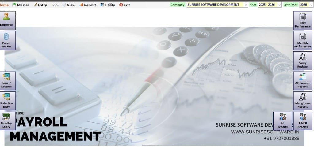 Sunrise Payroll Management Dashboard Console
