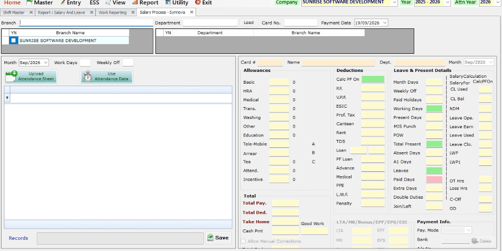Sunrise Salary Processing & Deductions UI
